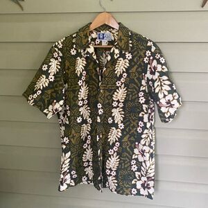 Styled by RJC Vintage authentic Hawaiian shirt mens sz L green luau vacation EUC